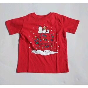 Peanuts Snoopy Chrismas Boys  Lights T-chirt Red Size 6